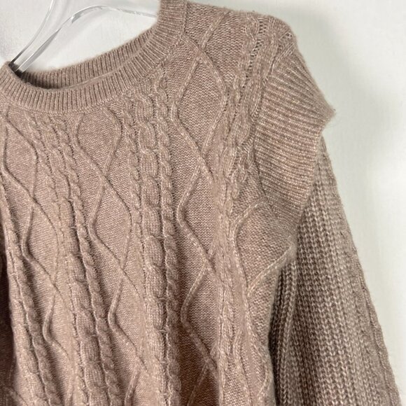 NWT Sincerely Jules Ruffle Shoulder Crewneck Sweater Oatmeal Size Small S NEW - Picture 3 of 12